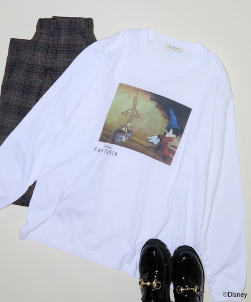 【DISNEY FANTASIA】 ボックスカラーフロントプリント長袖Tシャツ