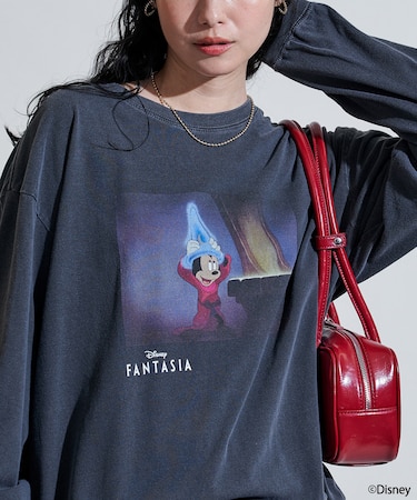 【DISNEY FANTASIA】 ボックスカラーフロントプリント長袖Tシャツ