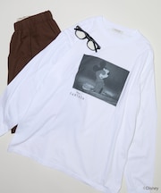 【DISNEY FANTASIA】 ボックス モノクロフロント プリント長袖Tシャツ