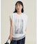 チュールドッキング フォトプリント ノースリーブTシャツ