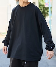 ワイドシルエット ワンポイント刺繍 クルーネック ロングスリーブTシャツ 【限定展開】