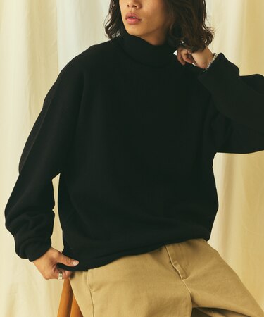 Relax Fit リラックスフィット スウェットライク タートルネックニット 【限定展開】
