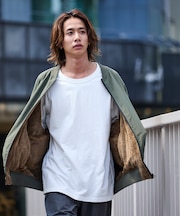 リラックスフィット ナイロン フリース リバーシブル MA-1/ジップアップブルゾン 【限定展開】