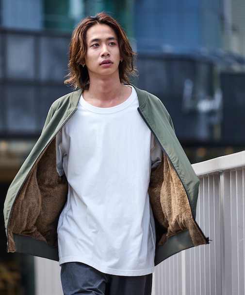 リラックスフィット ナイロン フリース リバーシブル MA-1/ジップアップブルゾン 【限定展開】