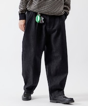 ワイドテーパード デニム スラックスパンツ