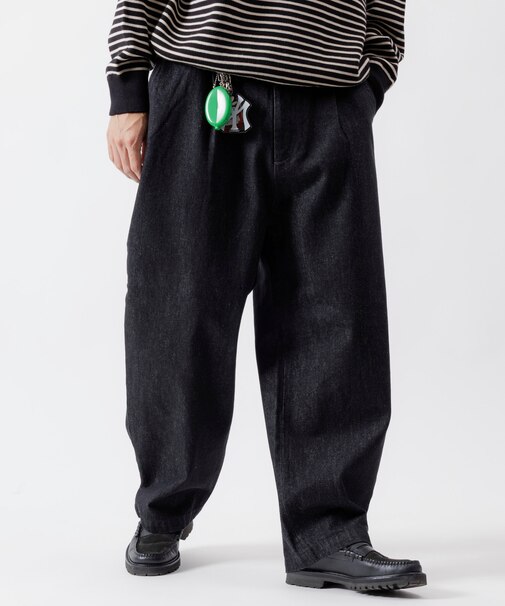 ワイドテーパード デニム スラックスパンツ