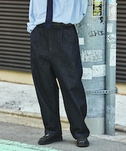 ワイドテーパード デニム スラックスパンツ