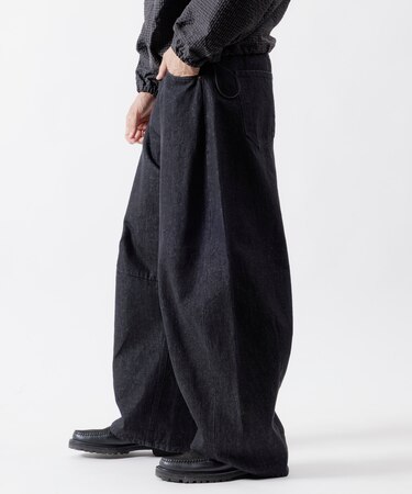 ワイドシルエット カーブデニムパンツ ワンウォッシュ