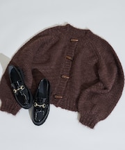 スラブ ローゲージ ショート ニットカーディガン