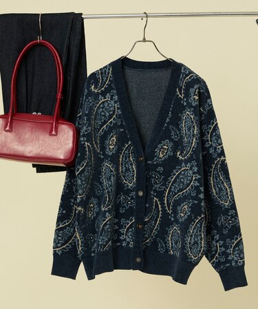 ペイズリーニットカーディガン