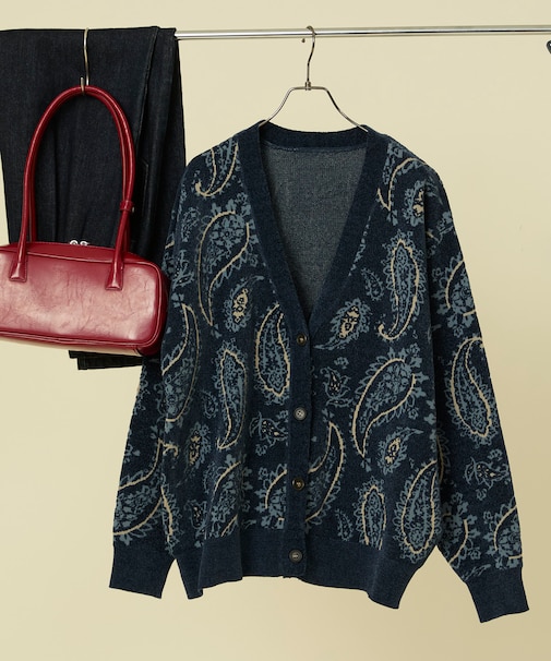 ペイズリーニットカーディガン