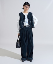 別注 コーデュロイ サスペンダー付き ビッグ2タックパンツ