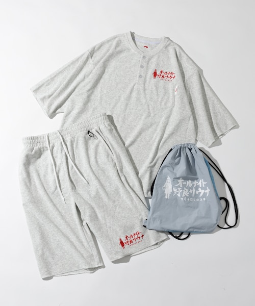 別注 オールナイトサウナ KANNAIGI パイルセットアップ ナップサック付き 別注 KANNAIGI × サウナ田ヒロユキ パイル 館内着セットアップ