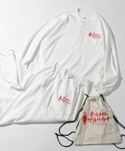 別注 KANNAIGI × サウナ田ヒロユキ ロングスリーブ 裏毛 館内着セットアップ ナップサック付き