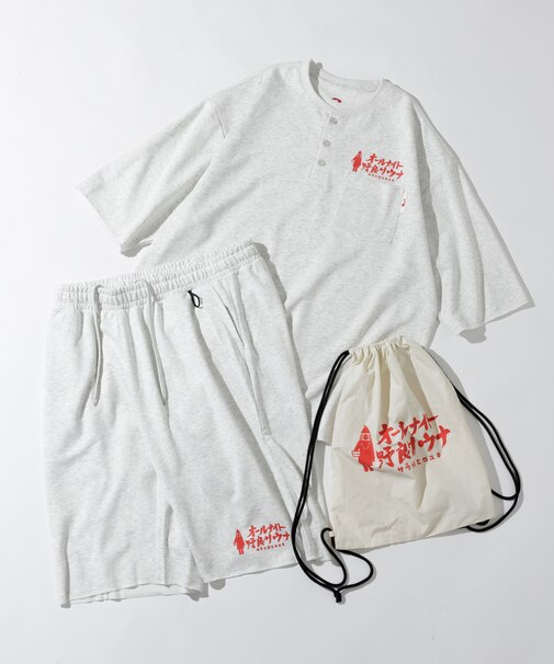 別注 KANNAIGI × サウナ田ヒロユキ 裏毛 館内着セットアップ ナップサック付き