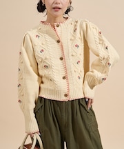 花刺繍 カーディガン