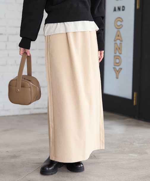 ベロアライク コーデュロイスカート/コーデュロイ マキシスカート