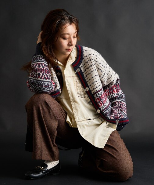 ウール チロリアンニットカーディガン