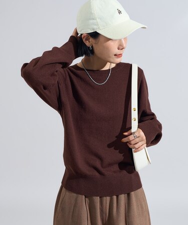 マシーンウォッシャブル ウールブレンド クルーネックニット