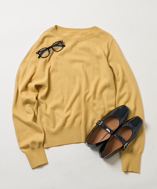 マシーンウォッシャブル ウールブレンド クルーネックニット