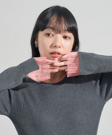 ＜新色・サイズ追加＞ウォッシャブル 配色 レイヤードシアーニット