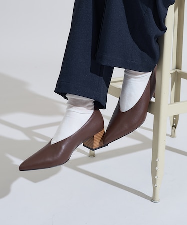 レザー ウェッジソールパンプス