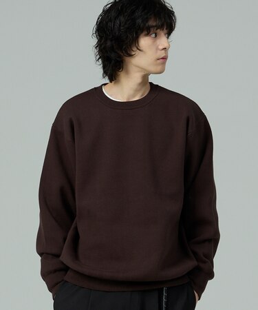 スウェットライク クルーネックニット