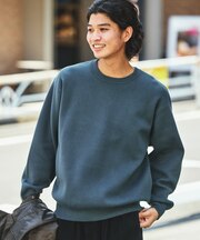 スウェットライク クルーネックニット