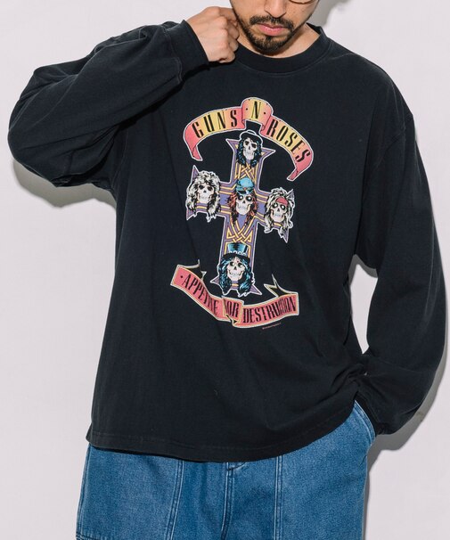【EXCLUSIVE】GUNS N ROSES ガンズ アンド ローゼス フロントプリント ロングスリーブ Tシャツ