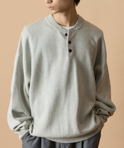 Relax Fit リラックスフィット スウェットライク ヘンリーネック ニット 【限定展開】