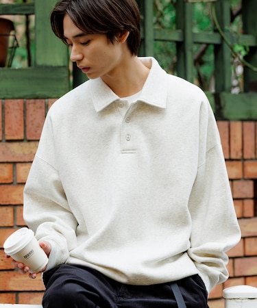 リラックスフィット スピンドル ポロカラー スウェット / ヘムコード 【限定展開】