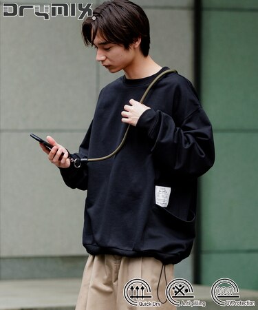 Drymix(R)/ドライミックス リラックスフィット サイドポケット クルーネック スウェット 【限定展開】