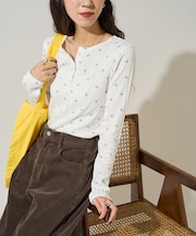 リボン柄 針抜きフライス ヘンリーロンT