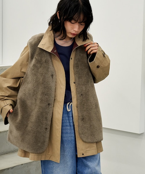 セットアイテム】マルチウェイ ボアベスト付き 配色 テントライン