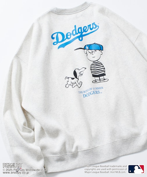 MLB×PEANUTS 別注 ビッグシルエット バックプリント クルーネックスウェット / Dodgers 【限定展開】