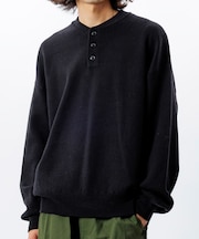 Relax Fit リラックスフィット イージーケア ウォッシャブル ヘンリーネックニット 【限定展開】