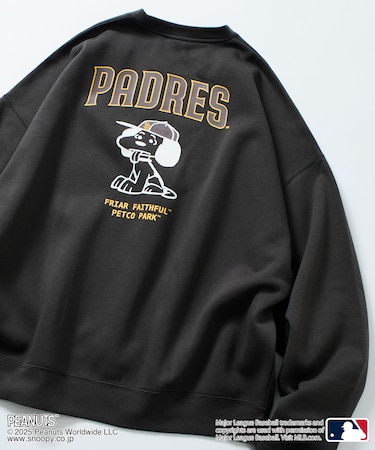 MLB×PEANUTS 別注 ビッグシルエット バックプリント クルーネックスウェット/PADRES 【限定展開】