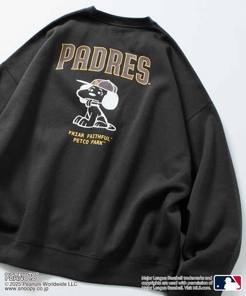 MLB×PEANUTS 別注 ビッグシルエット バックプリント クルーネックスウェット/PADRES 【限定展開】