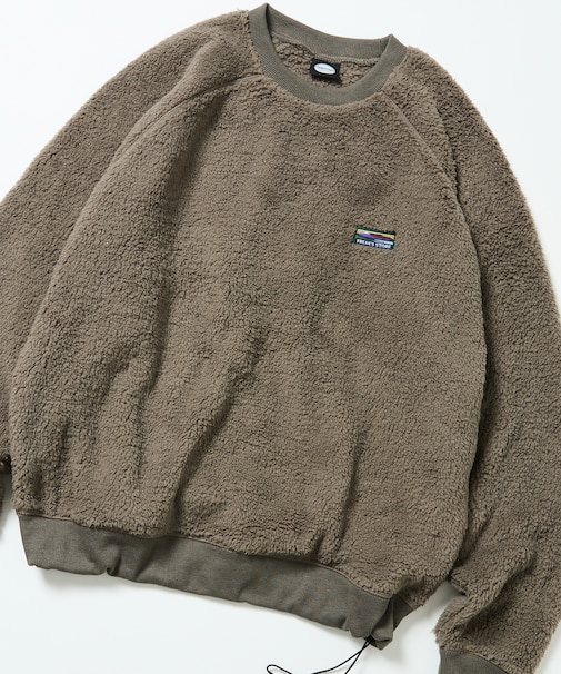 リラックスフィット ラグランスリーブ シャギーフリース プルオーバー【限定展開】