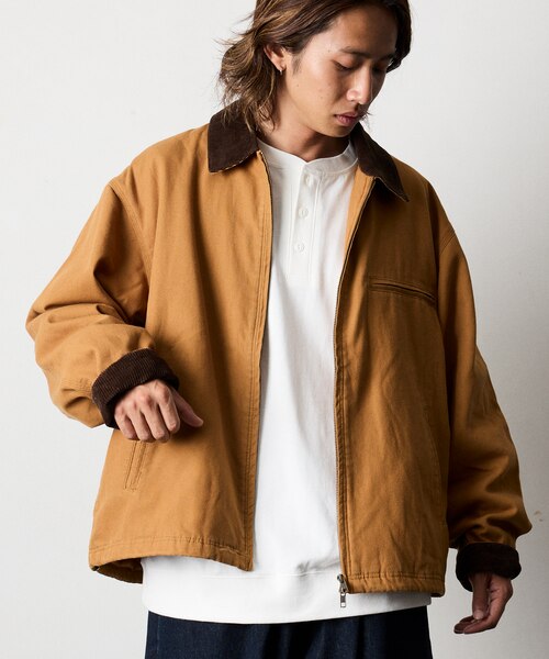 ビッグシルエット コーデュロイ切り替え ダックブルゾン 【限定