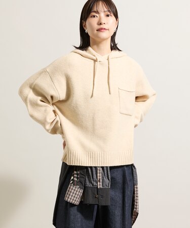 ポケット付き ニットパーカー