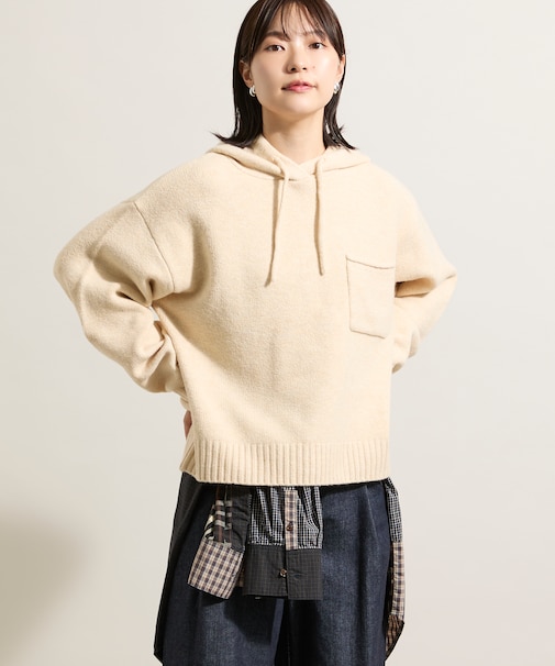 ポケット付き ニットパーカー