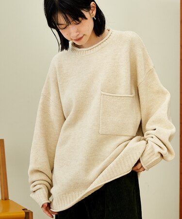 ポケット付き ニットプルオーバー【限定展開】