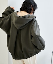 別注 ボンディング 裾スピンドルフーディー/スナップボタンパーカ