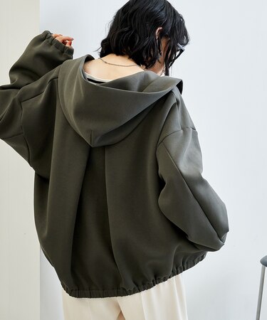 別注 ボンディング 裾スピンドルフーディー/スナップボタンパーカ
