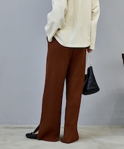 ＜マシーンウォッシャブル＞シルク入り リブニットパンツ　セットアップ対応