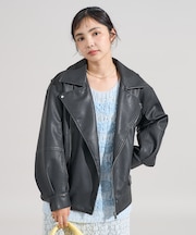 ヴィンテージライク レザレット ダブルライダースジャケット