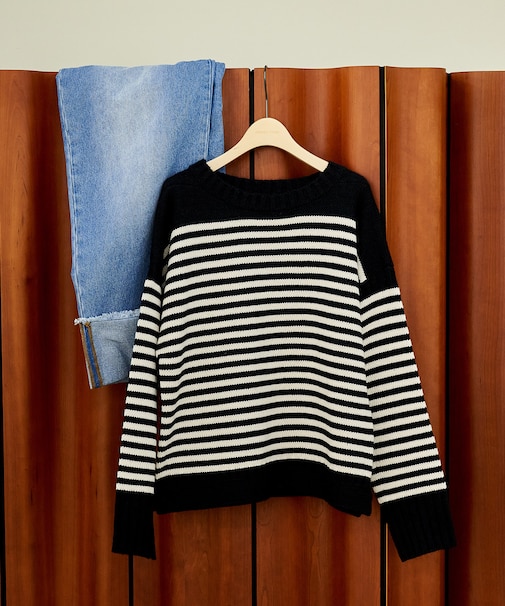 ウール混 ガンジーニット