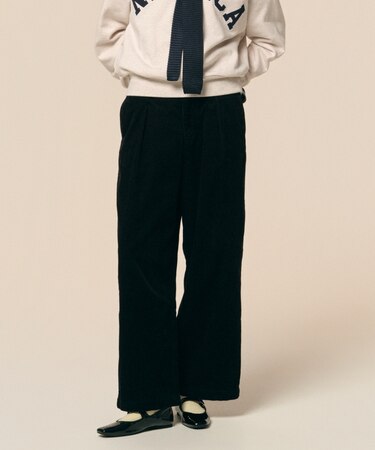 ヴィンテージライク コーデュロイ タックパンツ<セットアップ対応>