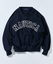 Vネック アーチロゴプルオーバー